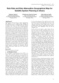 Rain Rate and Rain Attenuation Geographical Map for Satellite System Planning in Ghana