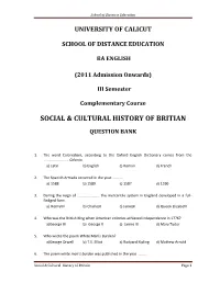 Social & Cultural History of Britian