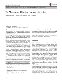 The Management of Bleeding from Anorectal Varices