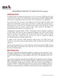 ASSESMENT REPORT of NEW IDPS in Jawzjan
