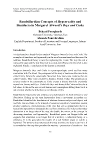 Baudrillardian Concepts of Hyperreality and Simulacra in Margaret Atwood’S Oryx and Crake