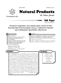 Chemical Composition and Antimicrobial Activity of the Essential Oils from Eucalyptus Cinerea, Callistemon Viminalis and Calothamnus Quadrifidus (Myrtaceae)