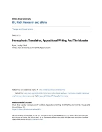 Homophonic Translation, Appositional Writing, and the Monster