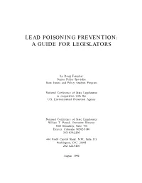 Lead Poisoning Prevention: a Guide for Legislators