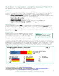 Multi-Digit Multiplication Using the Standard Algorithm 5.NBT.B.5 Fluency Mini-Assessment by Student Achievement Partners