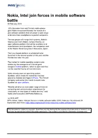 Nokia, Intel Join Forces in Mobile Software Battle 15 February 2010