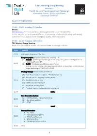 TDL Edinburgh Working Group Programme