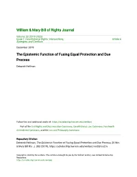 The Epistemic Function of Fusing Equal Protection and Due Process