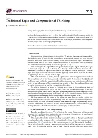 Traditional Logic and Computational Thinking