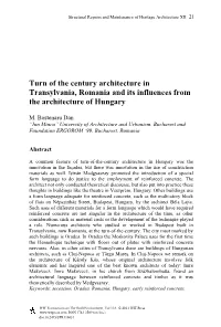 Turn of the Century Architecture in Transylvania, Romania and Its Influences from the Architecture of Hungary