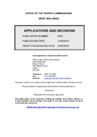 Applications and Decisions for West Midlands