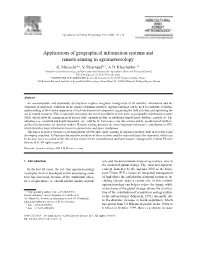 Applications of Geographical Information Systems and Remote Sensing in Agrometeorology G