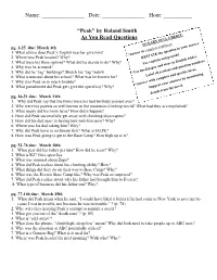 Peak” by Roland Smith As You Read Questions