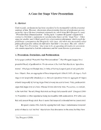A Case for Stage View Presentism