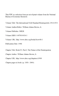 This PDF Is a Selection from an Out-Of-Print Volume from the National Bureau of Economic Research