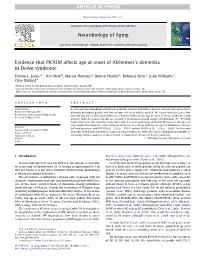 Evidence That PICALM Affects Age at Onset of Alzheimer's Dementia In