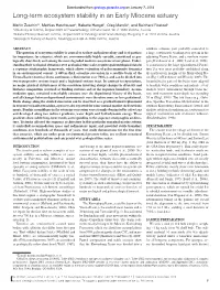 Long-Term Ecosystem Stability in an Early Miocene Estuary