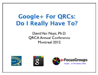 Montreal Presentation on Google+