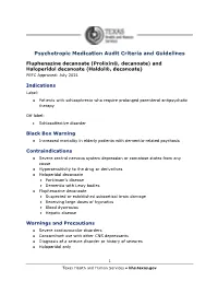 Psychotropic Medication Audit Criteria and Guidelines