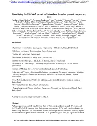 Quantifying SARS-Cov-2 Spread in Switzerland Based on Genomic Sequencing Data