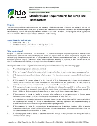 Standards and Requirements for Scrap Tire Transporters
