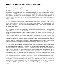 SWOT Analysis and PEST Analysis