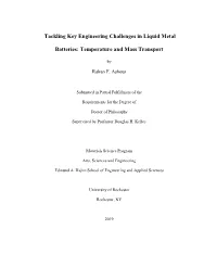 Tackling Key Engineering Challenges in Liquid Metal Batteries