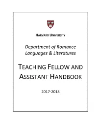 Teaching Fellow and Assistant Handbook