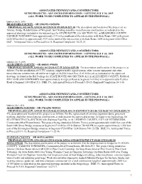 Associated Pennsylvania Constructors Ecms Projects - Advanced Information – Letting July 30, 2015 (All Work to Be Completed to Appear in the Proposal)
