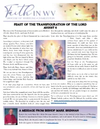 Feast of the Transfiguration of the Lord