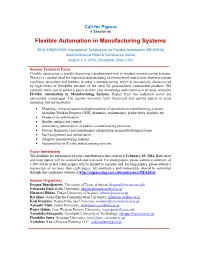 Session on Flexible Automation in Manufacturing Systems