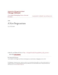 A New Progressivism Cass R