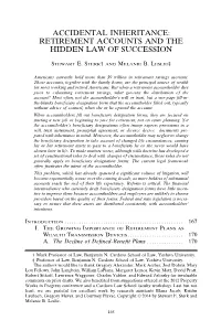Accidental Inheritance: Retirement Accounts and the Hidden Law of Succession