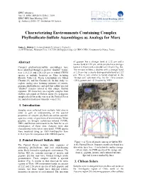 Characterizing Environments Containing Complex Phyllosilicate-Sulfate Assemblages As Analogs for Mars