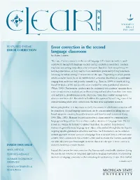 Error Correction in the Second Language Classroom
