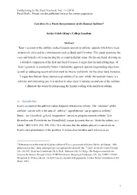 Forthcoming in the Kant Yearbook, Vol. 11 (2019) Final Draft – Please Cite the Published Version for Correct Pagination