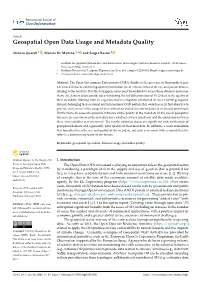 Geospatial Open Data Usage and Metadata Quality