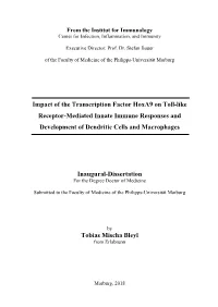 Impact of the Transcription Factor Hoxa9 on Toll-Like Receptor-Mediated Innate Immune Responses and Development of Dendritic Cells and Macrophages