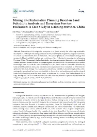 Mining Site Reclamation Planning Based on Land Suitability Analysis and Ecosystem Services Evaluation: a Case Study in Liaoning Province, China
