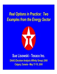 Real Options in Practice: Two Examples from the Energy Sector