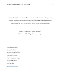 SELF-CONSCIOUS EMOTIONS in AUTISM 1 Exploring the Subjective