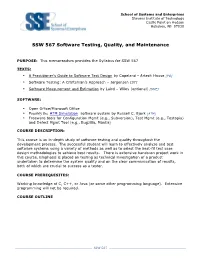 SSW 567 Software Testing, Quality, and Maintenance