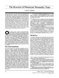 The Structure of Phenotypic Personality Traits