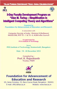 Alan M. Turing – Simplification in Intelligent Computing Theory and Algorithms”