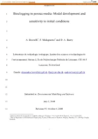 Bioclogging in Porous Media: Model Development And