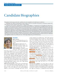 Candidate Biographies