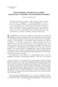 Challenges to Rahner's Transcendental Project