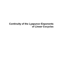 Continuity of the Lyapunov Exponents of Linear Cocycles