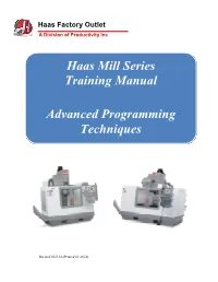 Haas Mill Series Training Manual Advanced
