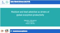 Moisture and Heat Advection As Drivers of Global Ecosystem Productivity